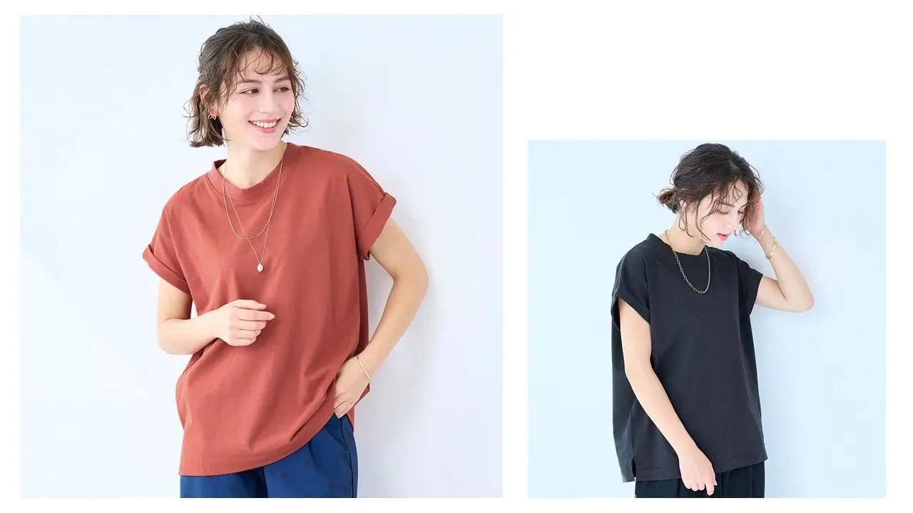 画像: 商品名/汗シミーヌ・フレンチスリーブTシャツ 価格/2,490円(税込) カラー/5色(ブラック、オフホワイト、ダークブラウン、ダークオレンジ、チャコールグレー) サイズ/4サイズ(S、M、L、LL) www.bellemaison.jp