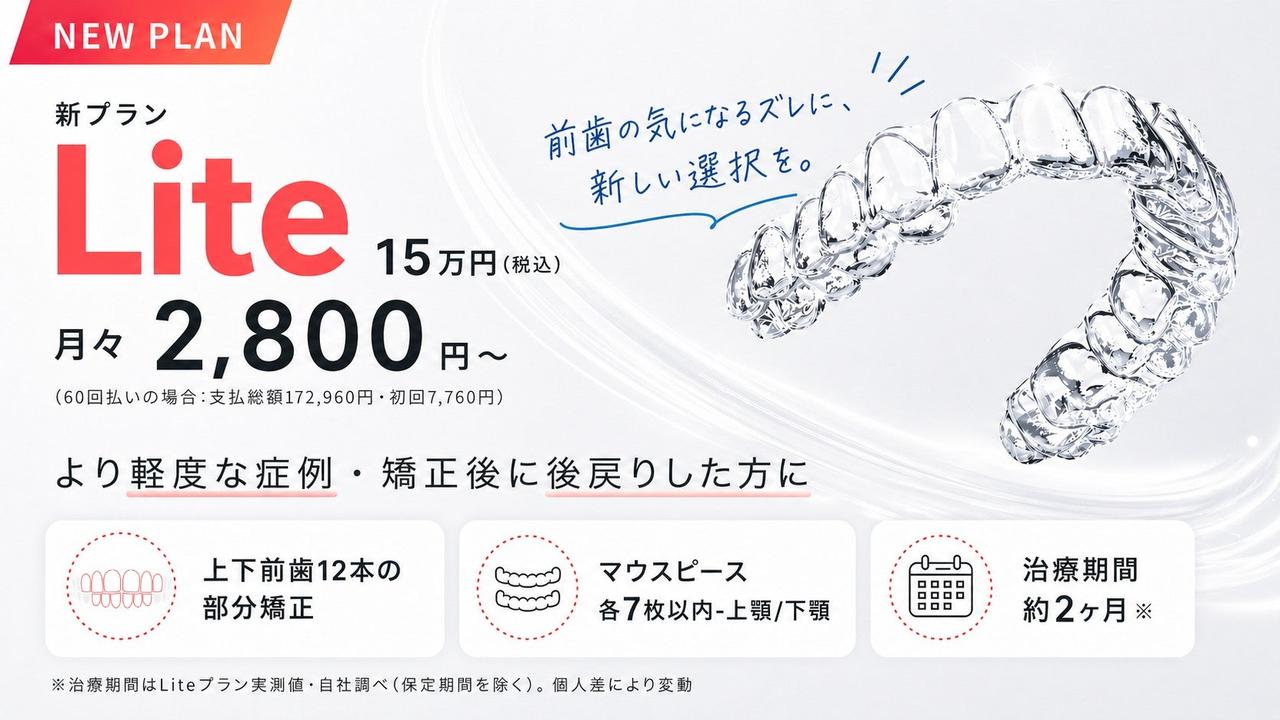 画像: Oh my teethのLiteプラン登場、部分矯正が月々2,800円から始めやすく