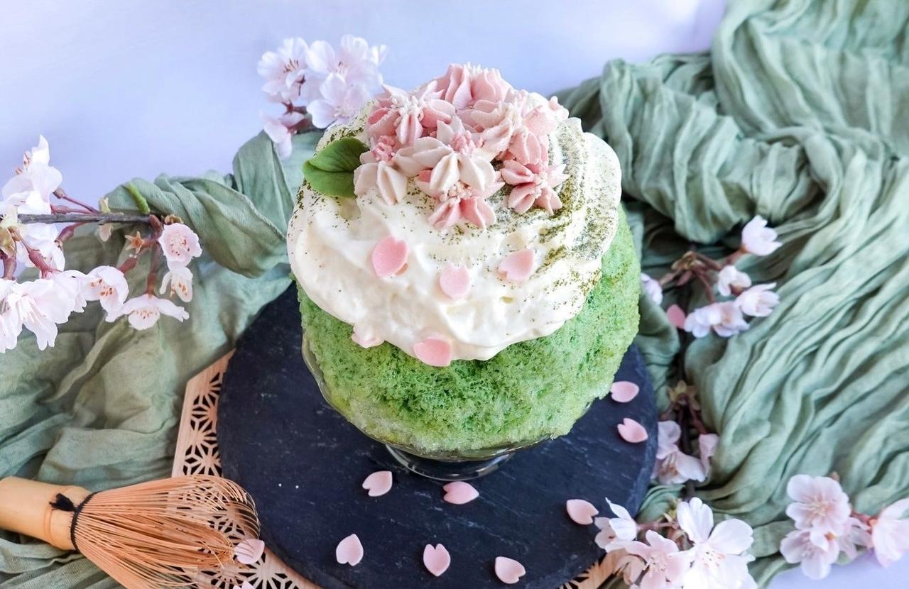 画像: 花霞の抹茶氷（はながすみのまっちゃごおり） 〜抹茶のバスクチーズケーキ〜 販売価格 ￥1,800（税込）