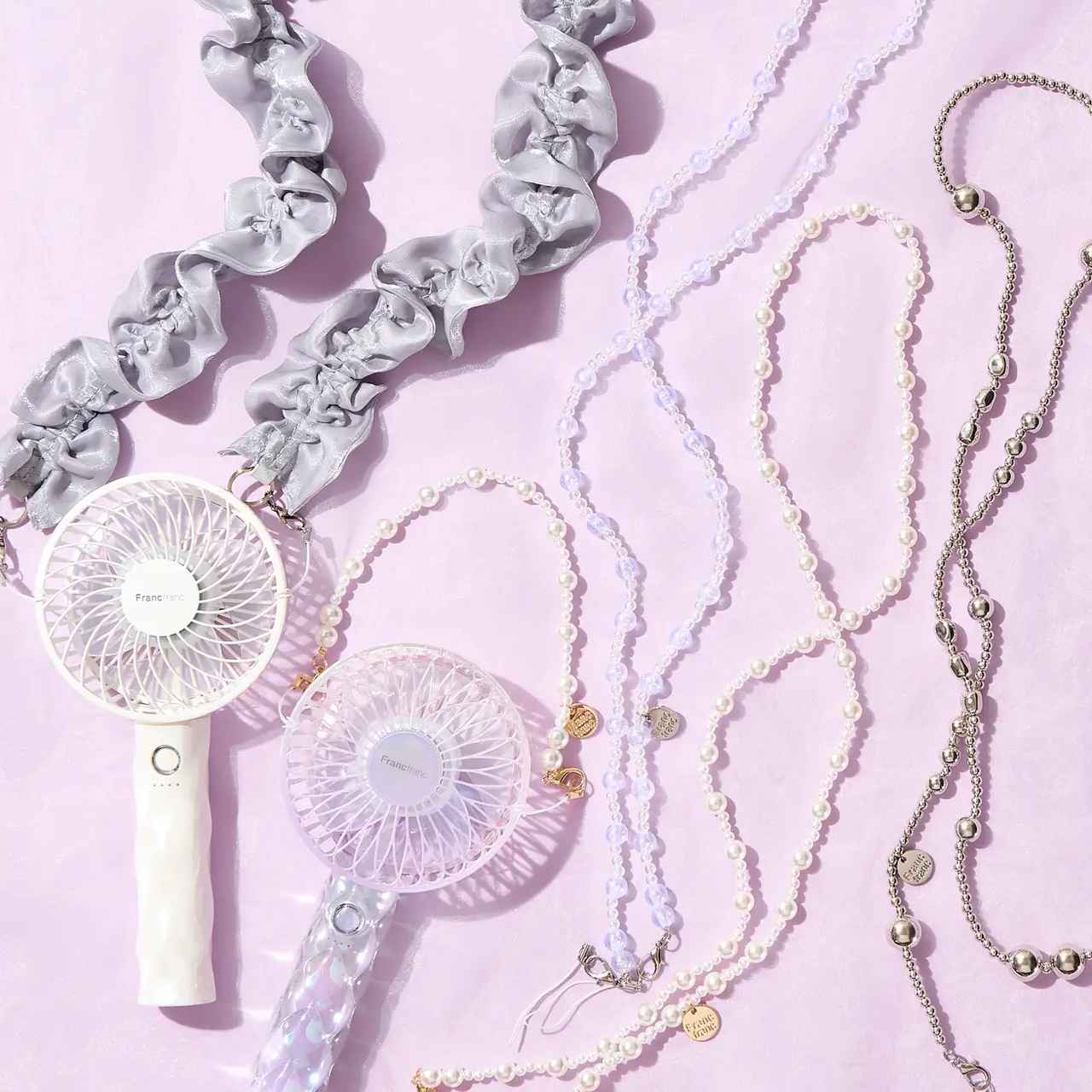 画像: 【商品名】フレ ネックストラップ 【価格】1,500円~ 【種類】9種類展開 「フレ ハンディファン」シリーズに取り付けることができるネックストラップです。金具を繋げてマルチストラップとしてもお使いいただけます。夏のファッションアイテムとして、デザインやシーンに合わせて楽しめます。