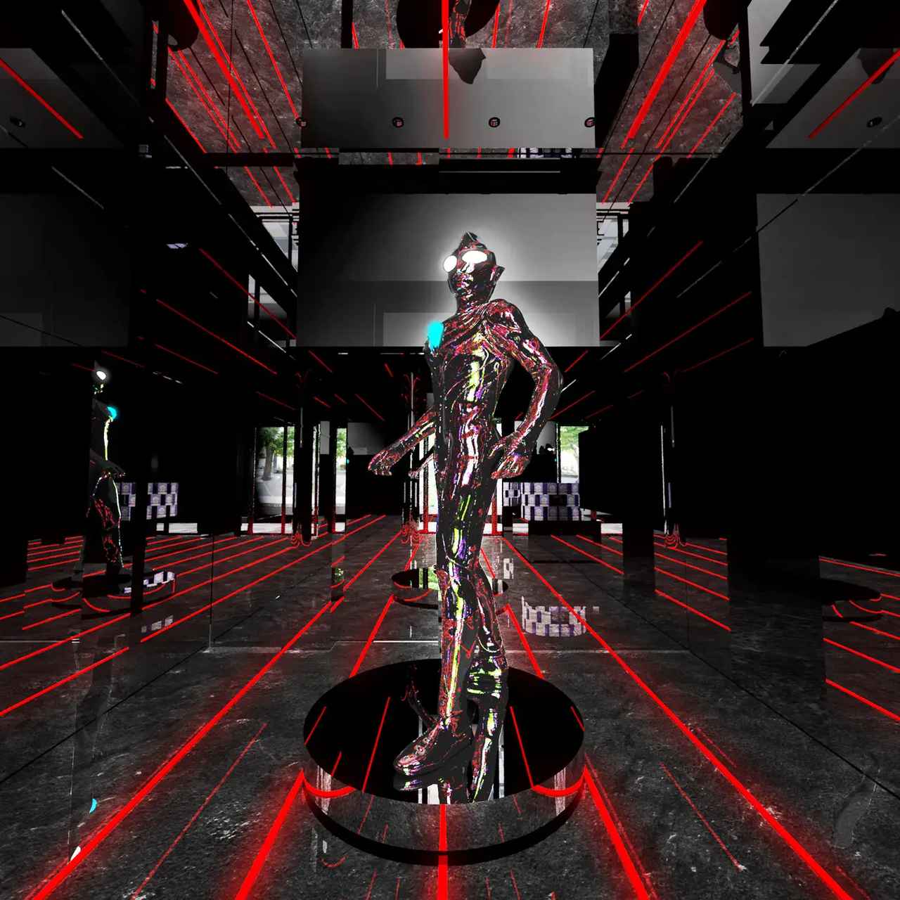 画像: 店内に足を踏み入れると現れる、銀色に輝く全長約3mのウルトラマンティガ ©円谷プロ ©mofusand