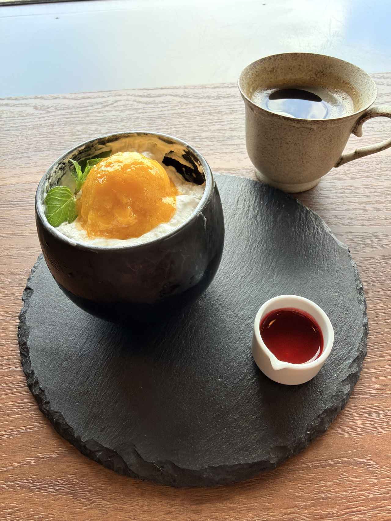 画像: 大涌谷マンゴープリン ドリンクセット　1360円～（税込）