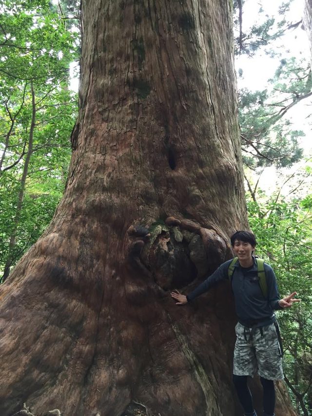 画像: 個人撮影。樹齢数千年の屋久杉と一緒に。