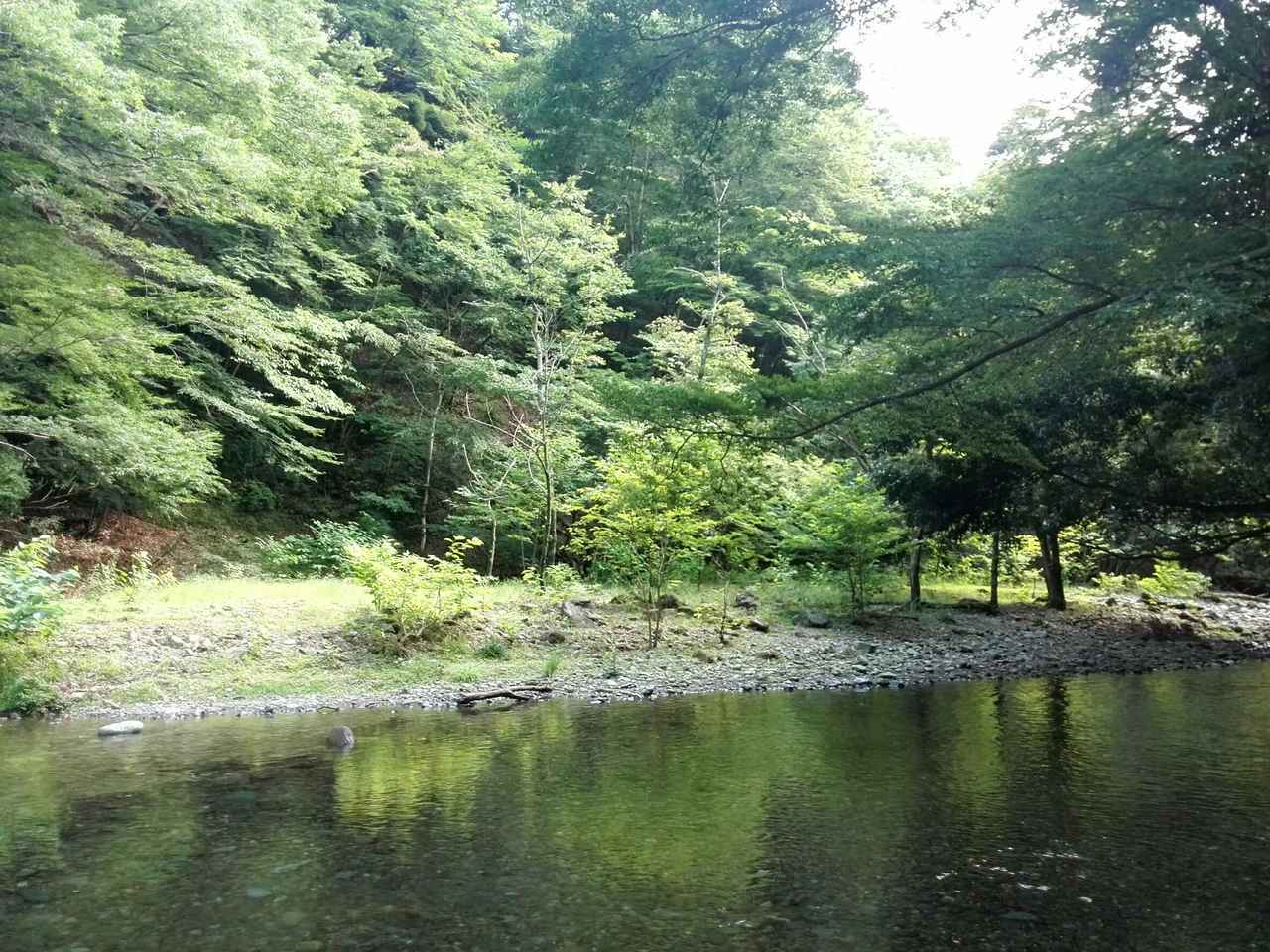 画像: 下に降りると川もあります