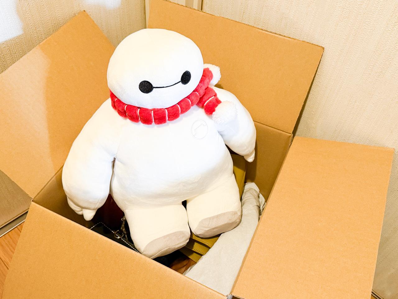 画像: ベイマックスのぬいぐるみマフを入れてみることに！