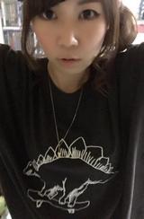 画像: 剣竜類らしき恐竜がスケボーに乗っているTシャツ。