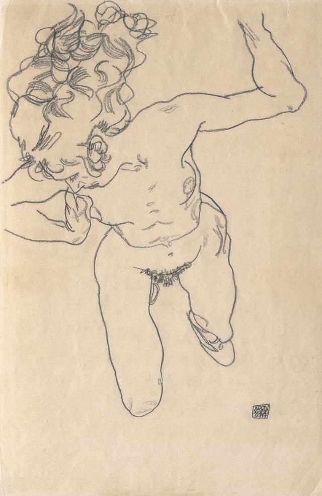 画像: Egon Schiele, Laying (»Falling«) Woman with Long Hair, 1917 © Leopold, Private