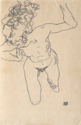 画像: Egon Schiele, Laying (»Falling«) Woman with Long Hair, 1917 © Leopold, Private