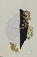 画像: 《音楽作品による抒情 ドビュッシー「金色の魚」》1936、木版・紙、養清堂画廊