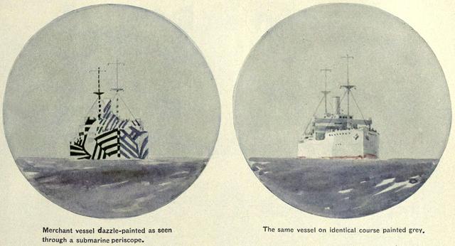 画像: 幻惑迷彩をほどこされた艦船は、艦首と艦尾の位置関係、またどこへ向かっているのかさえも分かりずらくなる。 en.wikipedia.org