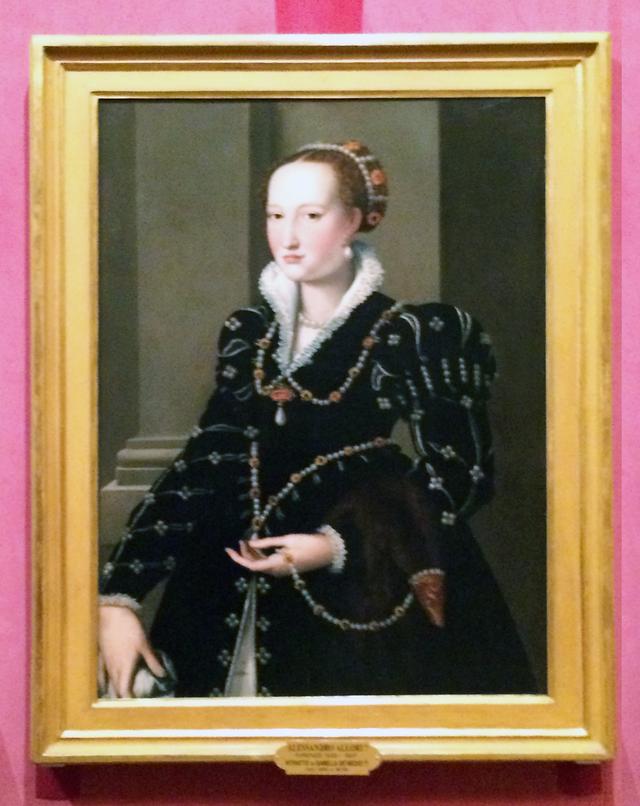 画像: ブロンズィーノの工房 《イザベッラ・デ・メディチの肖像》 1558年頃 油彩/板 フィレンツェ ウフィツィ美術館(パラティーナ美術館)蔵 © Firenze, Gallerie degli Uffizi, Galleria Palatina photo©cinefil