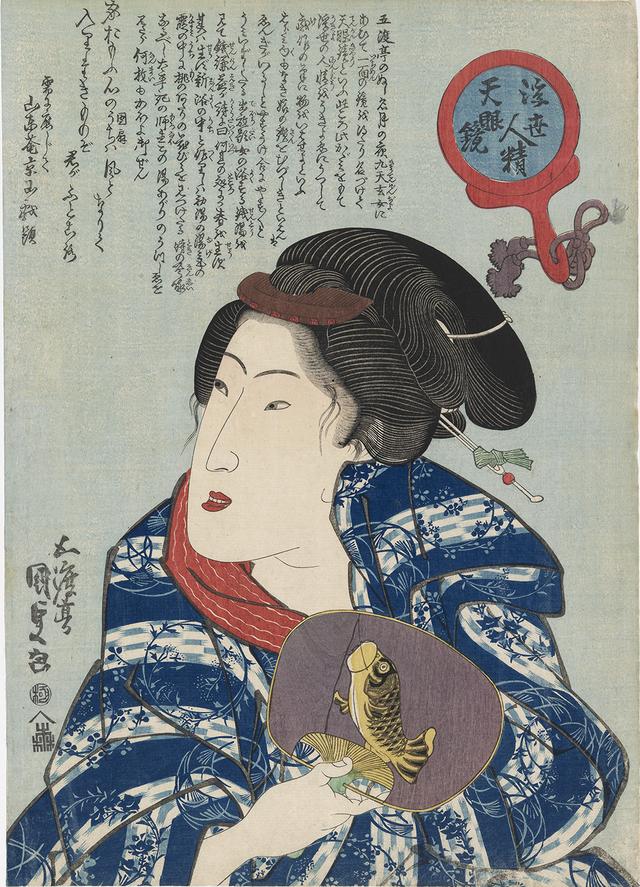 画像: 歌川国貞 「浮世人精天眼鏡」団扇
