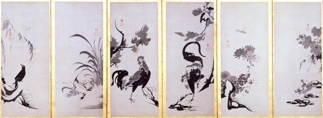 画像: 伊藤若冲 花鳥図押絵貼屏風