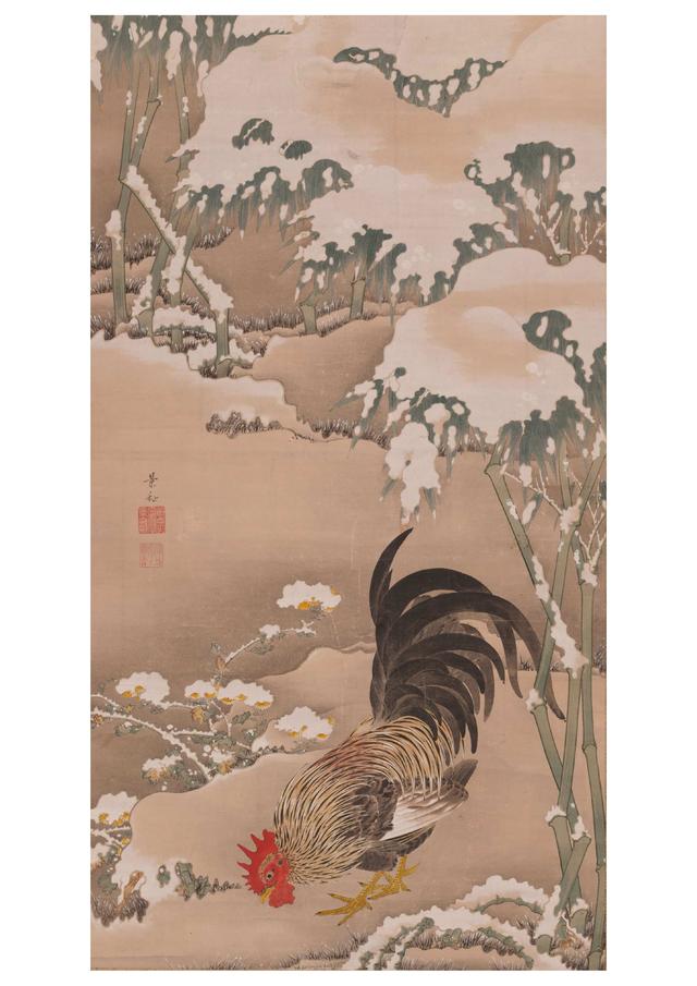 画像: 雪中雄鶏図 細見美術館蔵 (展示期間10/4~11/6)