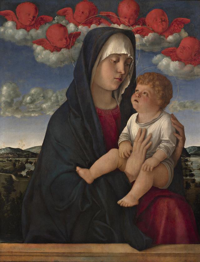 画像: ジョヴァンニ・ベッリーニ 《聖母子(赤い智天使の聖母)》油彩/板