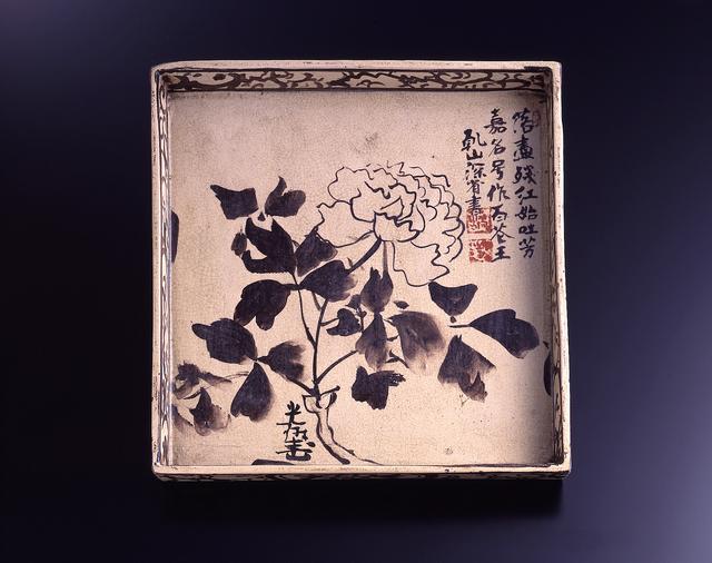 画像: 銹絵牡丹図角皿(光琳画) 江戸時代 18世紀 MIHO MUSEUM