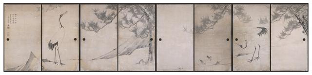 画像: 〔重要文化財〕鹿苑寺大書院旧障壁画 松鶴図襖絵