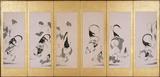画像: 群鶏蔬菜図押絵貼屏風 六曲一双(右隻)