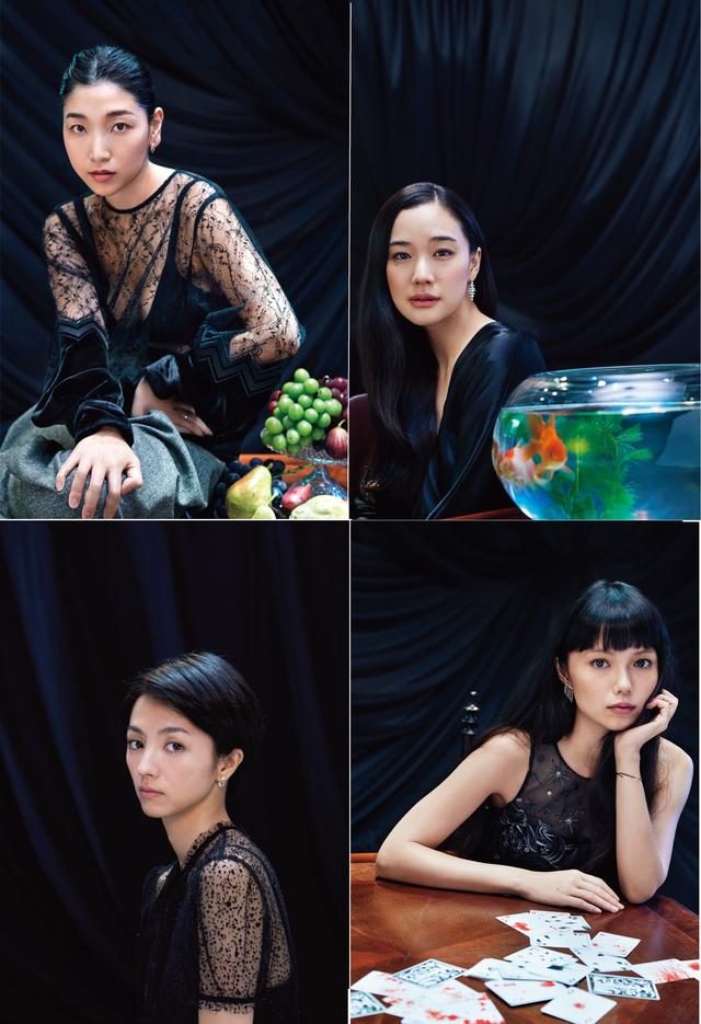 画像: 左上 安藤サクラ、右上 蒼井優 左下 満島ひかり、右下 宮崎あおい
