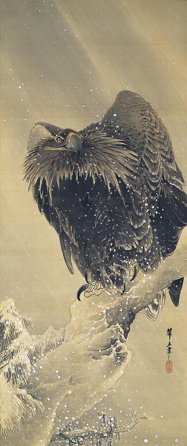 画像: 都路華香 《雪中鷲図》 明治34年(1901) 絹本着色