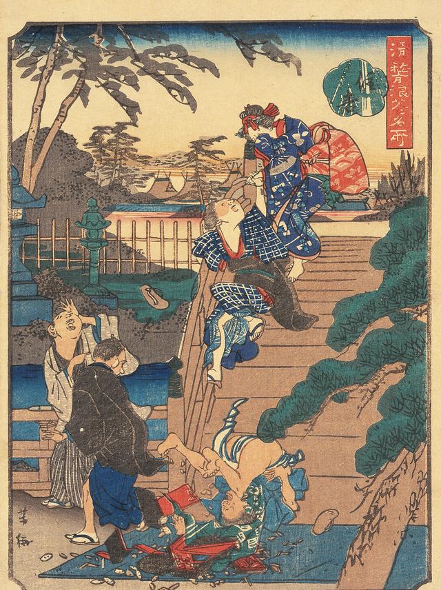 画像: 一鶯斎芳梅「滑稽浪花名所 住吉」 和泉市久保惣記念美術館蔵(前期のみ展示)