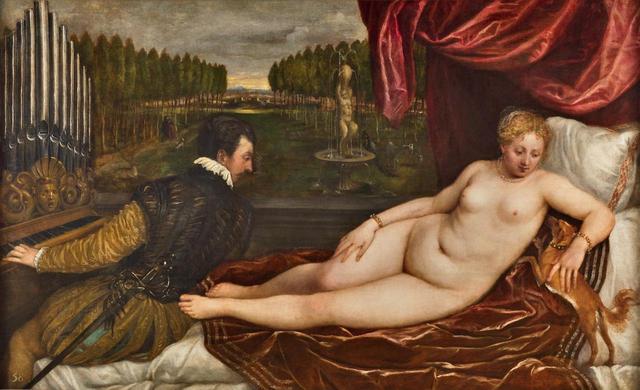 画像: ティツィアーノ・ヴェチェッリオ《音楽にくつろぐヴィーナス》 1550 年頃 マドリード、プラド美術館蔵 © Museo Nacional del Prado