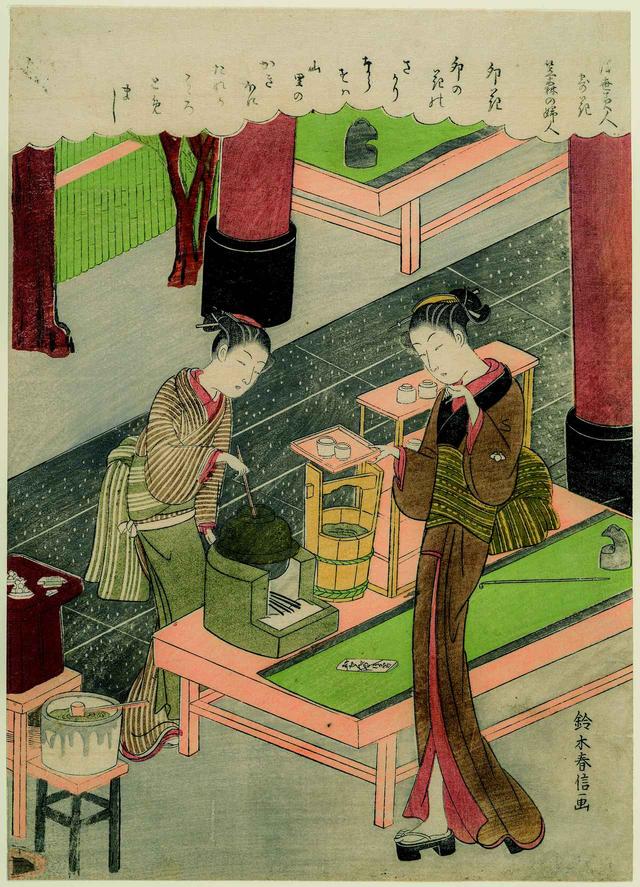 画像: 鈴木春信 「浮世美人寄花 笠森の婦人 卯花」 明和6年(1769)頃 中判錦絵 ボストン美術館蔵 William Sturgis Bigelow Collection, 11.19515