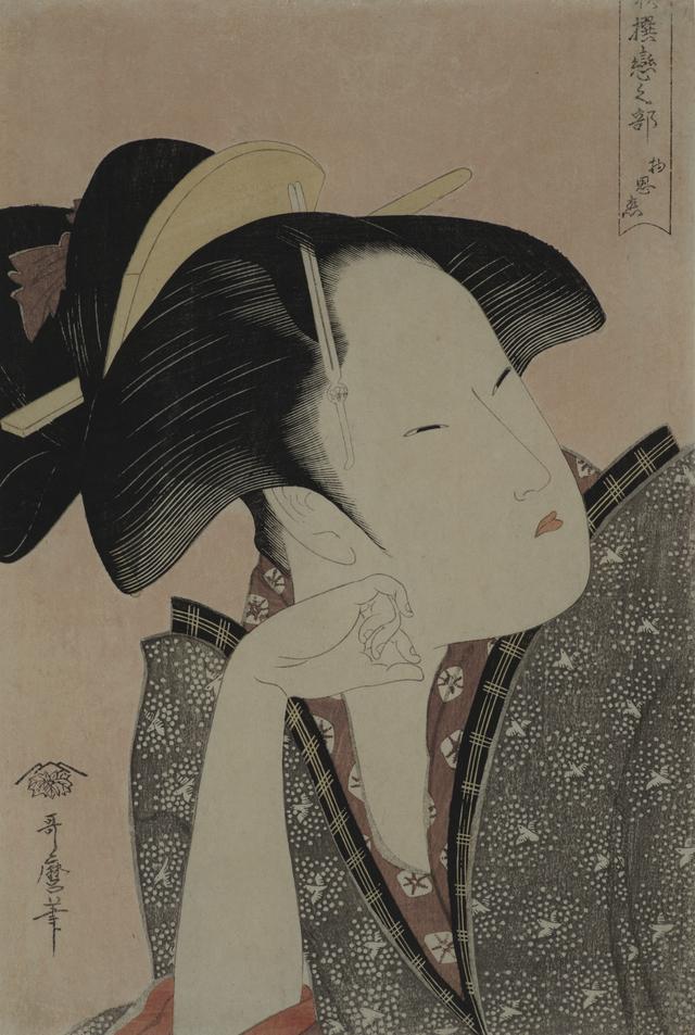 画像: 喜多川歌麿「歌撰恋之部 物思恋」寛政5〜6年(1793〜94)頃 大判錦絵 (前期展示) ©︎Lee E . Dirks Collection