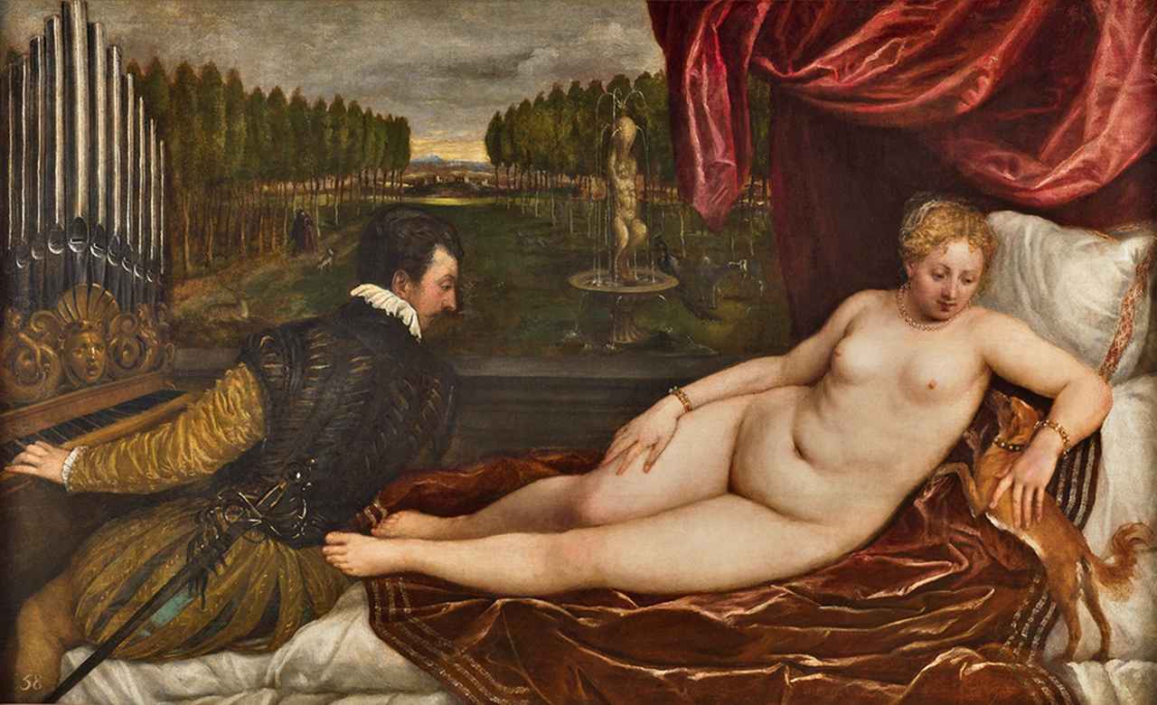 画像: ティツィアーノ《 音楽にくつろぐヴィーナス》 1550 年頃 マドリード、プラド美術館蔵 © Museo Nacional del Prado