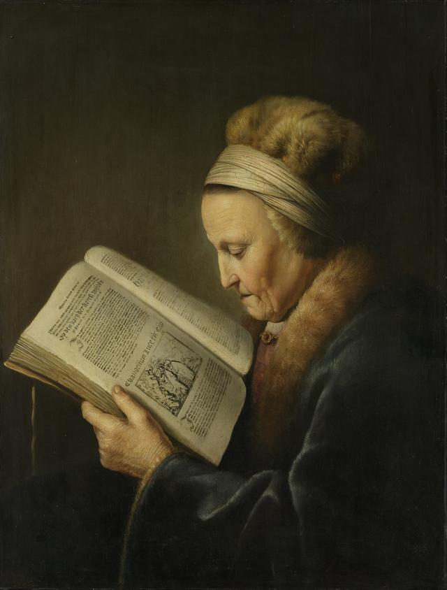 画像: ヘラルト・ダウ《本を読む老女》1631-1632年頃 アムステルダム国立美術館 Rijksmuseum. A.H. Hoekwater Bequest, The Hague, 1912