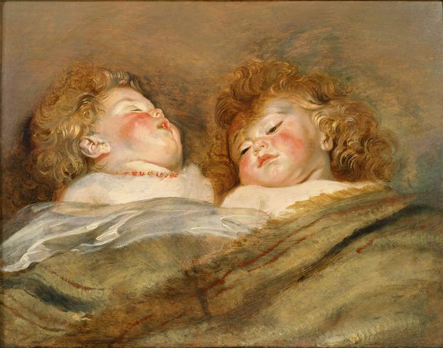 画像: 《眠るふたりの子供》 ペーテル・パウル・ルーベンス 1612-13 年頃 油彩/板 東京、国立西洋美術館