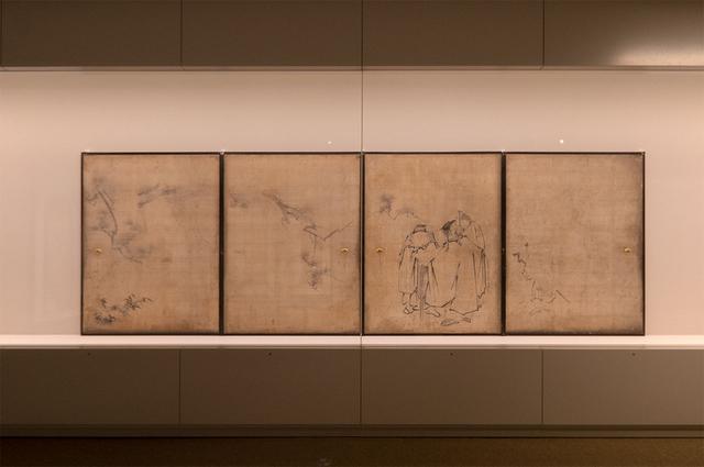 画像: 「没後400年記念 雲谷等顔展〜雪舟を継いだ男〜」展示風景 写真「竹林七賢図襖(京都・黄梅院蔵)」- photo(C)mori hidenobu -cinefil art review