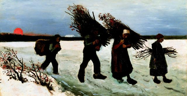 画像: フィンセント・ファン・ゴッホ《雪原で薪を運ぶ人々》 1884年 油彩/カンヴァス(板に貼付) 吉野石膏コレクション