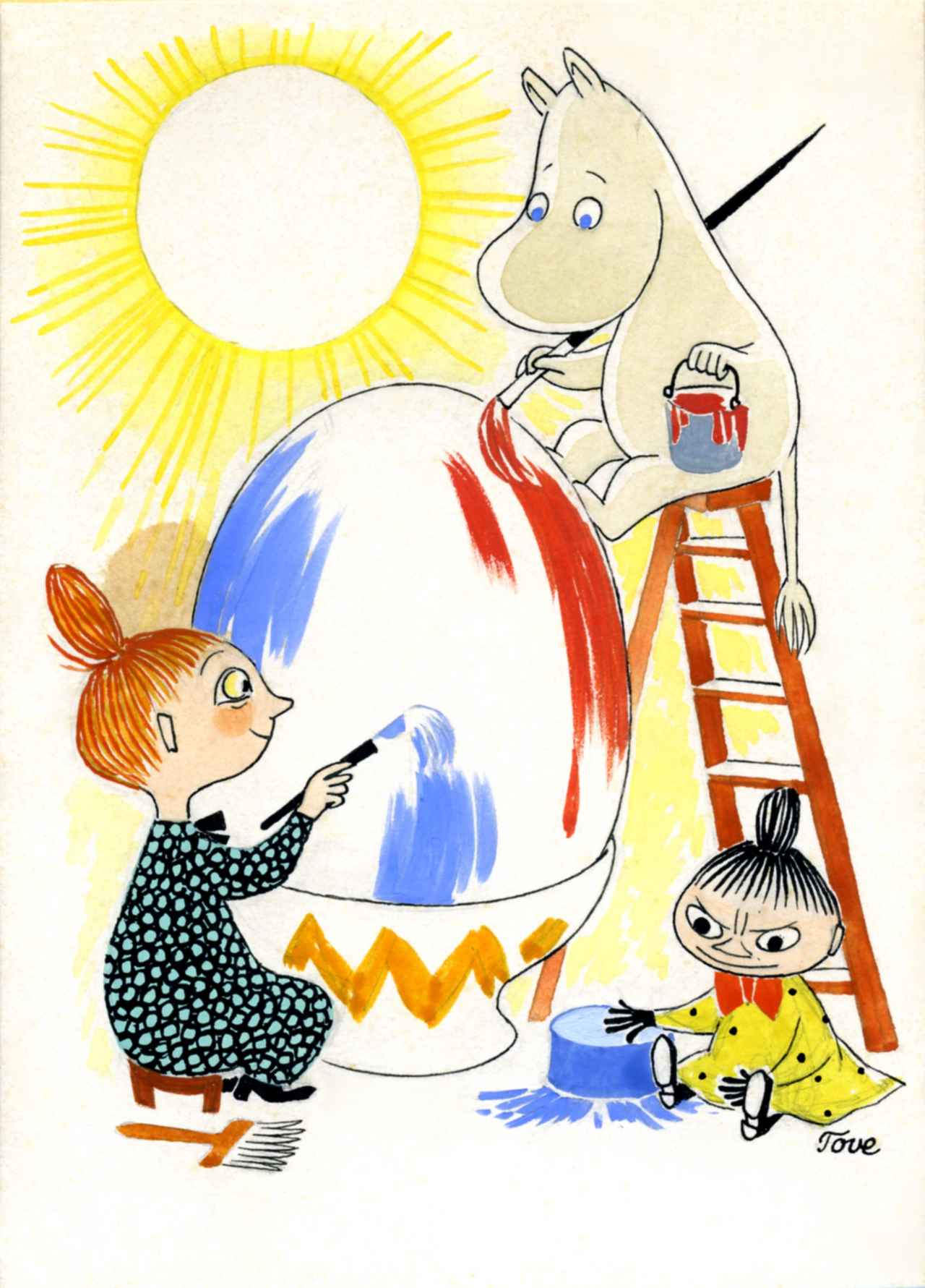画像: トーベ・ヤンソン《イースターカード 原画》1950年代 グワッシュ、インク・紙 ムーミンキャラクターズ社 ©Moomin Characters ™