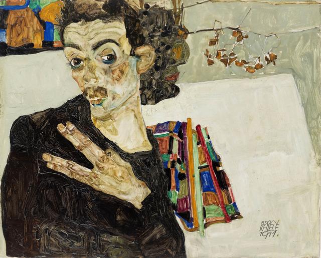 画像: エゴン・シーレ《自画像》1911年 油彩/板 27.5×34 cm ウィーン・ミュージアム蔵 ©Wien Museum / Foto Peter Kainz