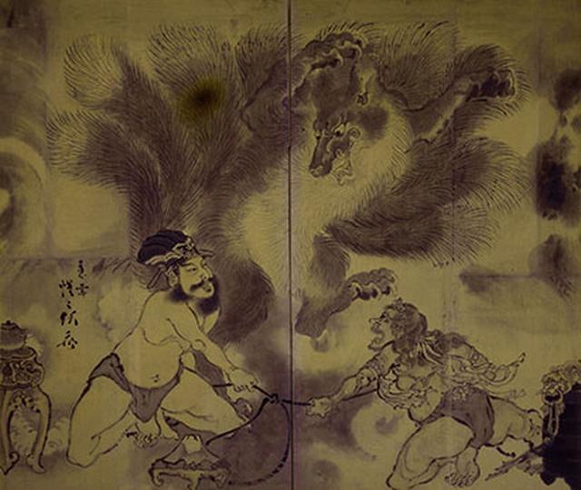 画像: 《九尾の狐図屏風》 明治3(1870)年以前 河鍋暁斎記念美術館 *通期展示