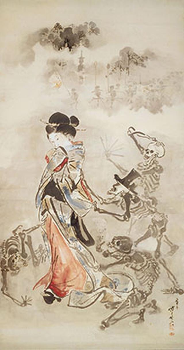 画像: 《美女の袖を引く骸骨たち》明治時代 ビーティヒハイム・ビッシンゲン市立博物館 *通期展示