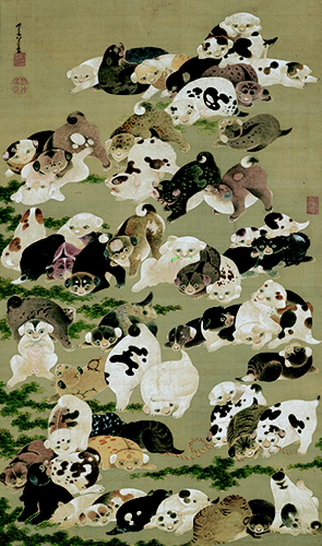 画像: 《百犬図》絹本著色 寛政11年(1799) 個人蔵