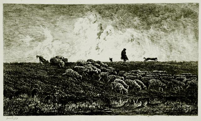 画像: シャルル=フランソワ・ドービニー《にわか雨》 1851年 エッチング 13.6×23.4cm オーヴェール=シュル=オワーズ、ドービニー美術館 ©Christian Devleeschauwer