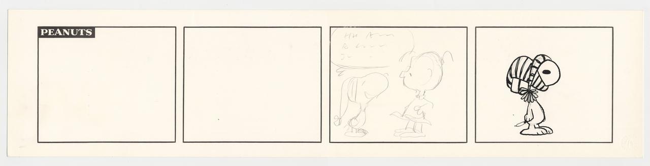 画像: 「ピーナッツ」描きかけのスケッチ 1976年頃 © Peanuts Worldwide LLC