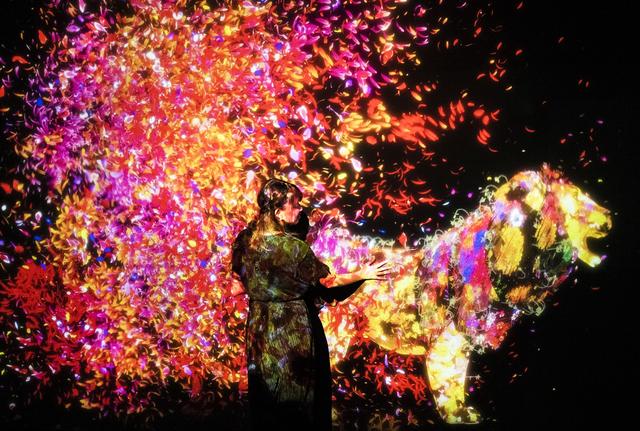 画像: 花と共に生きる動物達 /Animals of Flowers, Symbiotic Lives teamLab, 2017, Interactive Digital Installation, Sound: Hideaki Takahashi