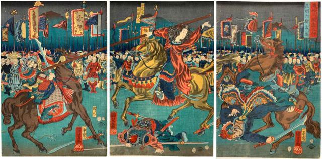 画像: 通俗三国志之内 公明六禽孟獲 嘉永7(1854)年 西洋画風の陰影法のタッチも復活している 太田記念美術館蔵