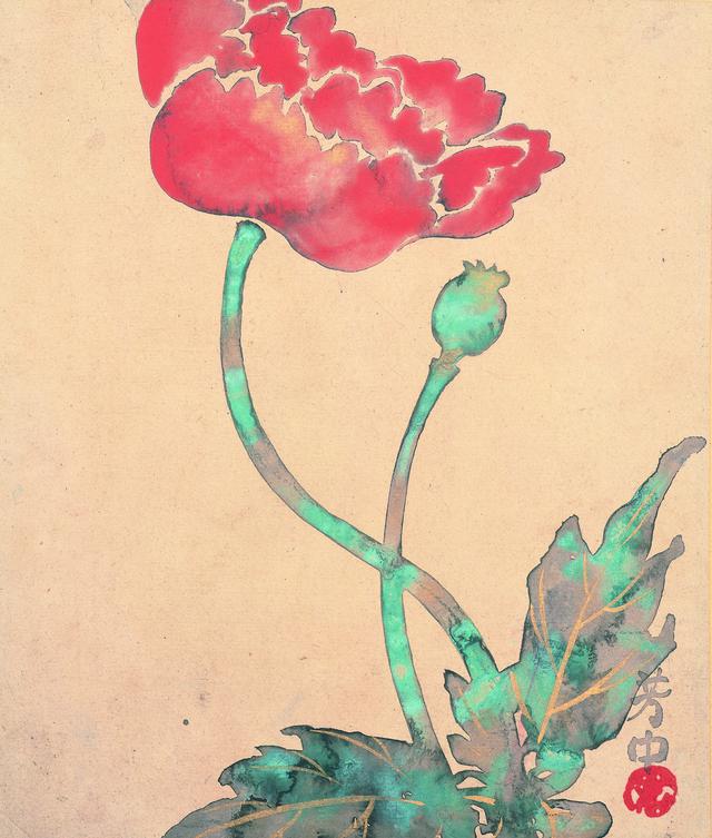 画像: 中村芳中 〈花卉図画帖〉より「七月芥子」 細見美術館蔵