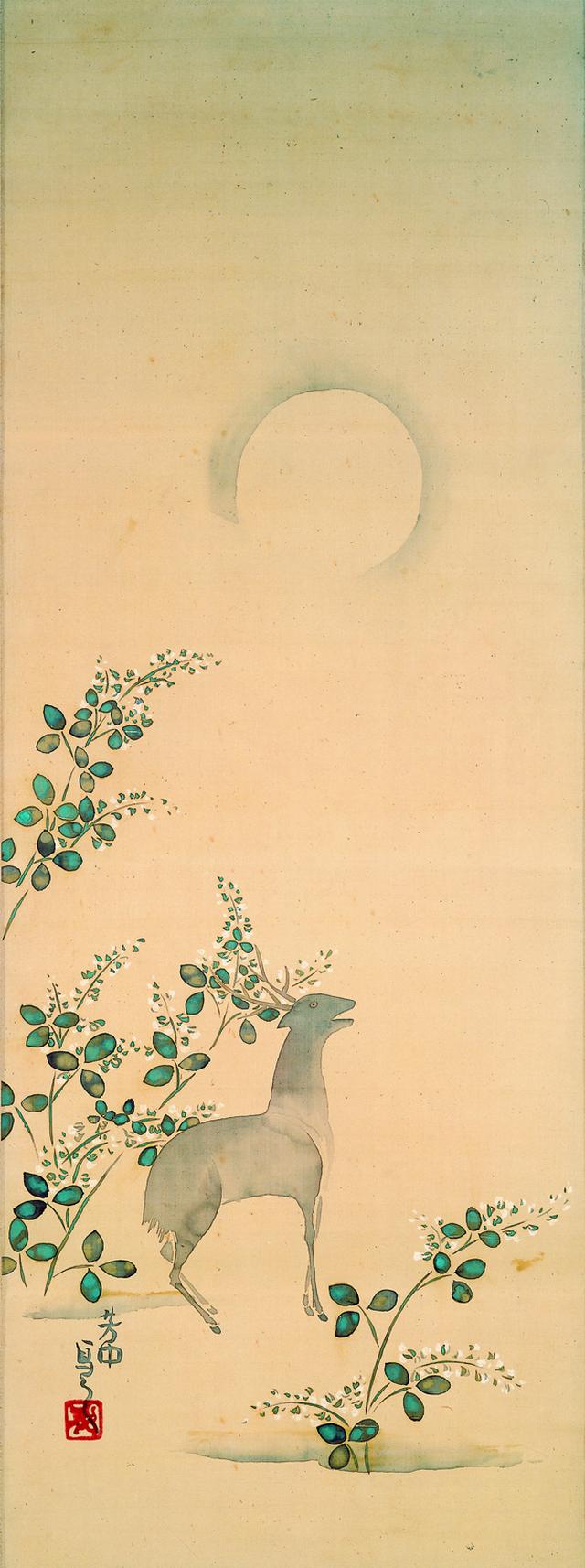 画像: 中村芳中 〈月に萩鹿図〉 細見美術館蔵