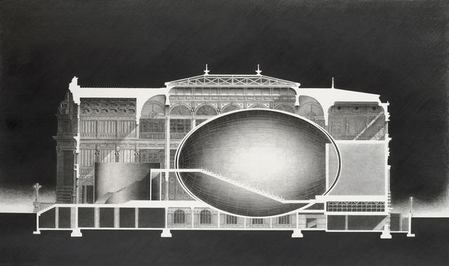 画像: 安藤忠雄《中之島プロジェクトⅡ―アーバンエッグ(計画案)公会堂、断面図》1988 年 ギャラリー ときの忘れもの蔵