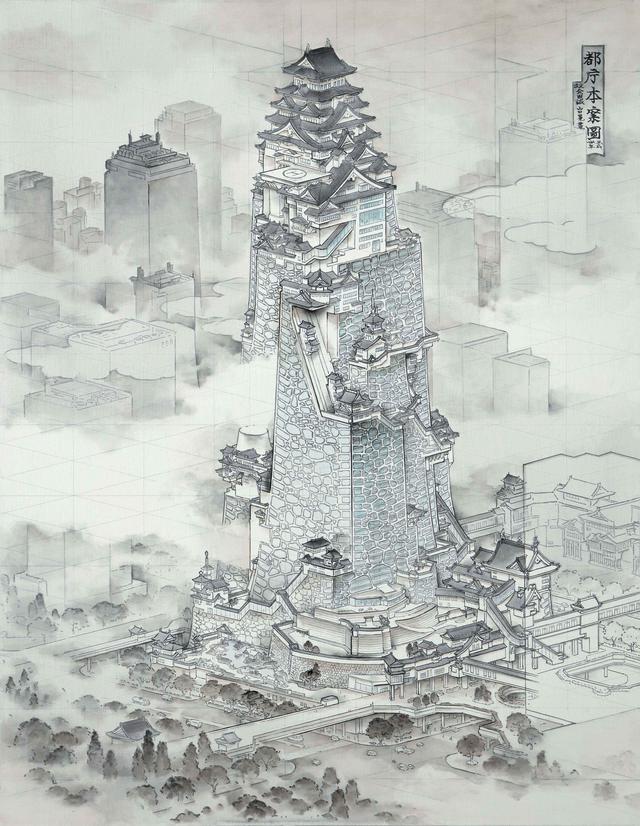 画像: 山口晃《都庁本案圖》(会田誠提案による)2018 年 個人蔵 撮影:宮島径