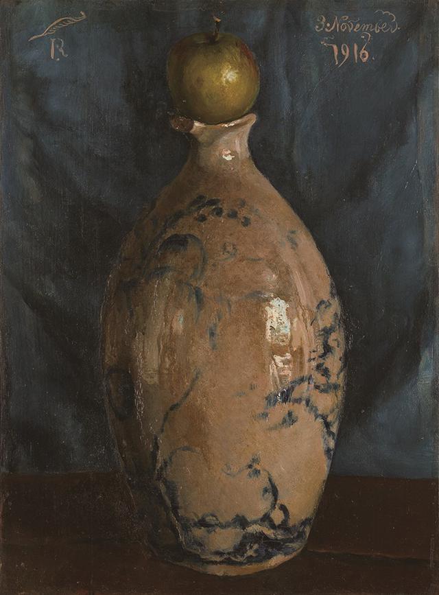 画像: 《壺の上に林檎が載って在る》 1916 年 11 月 3 日 油彩/板 40.0×29.5cm 東京国立近代美術館