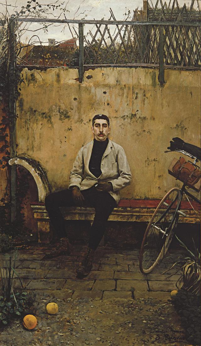 画像: サンティアゴ・ルシニョル《自転車乗りラモン・カザス》1889年、サバデイ銀行 ©Banco Sabadell Collection