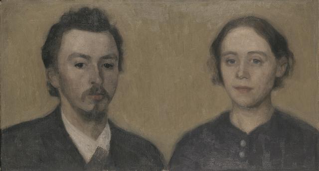 画像: ヴィルヘルム・ハマスホイ 《画家と妻の肖像、パリ》 1892年 デーヴィズ・コレクション蔵 The David Collection, Copenhagen