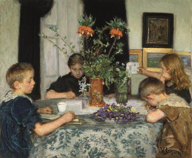 画像: ヴィゴ・ヨハンスン 《春の草花を描く子供たち》 1894年 スケーイン美術館蔵 Art Museums of Skage